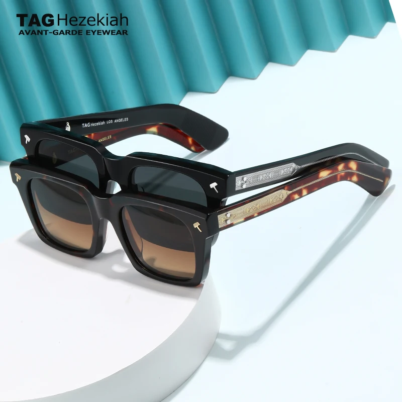Luxury Brand Square framed tortoiseshell fashion sunglasses SQUENTIN Men designer handcrafted sun glasses Retro Acetate Sunglass