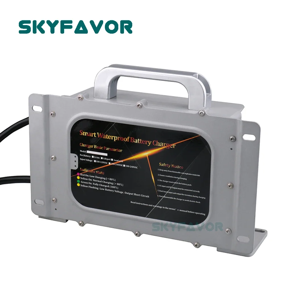 Cargador de Baterías Profesional IP67 72V 12A, Resistente al Agua, para Baterías de Plomo-Ácido, Litio, Li-Ion y LiFePO4 de 72V