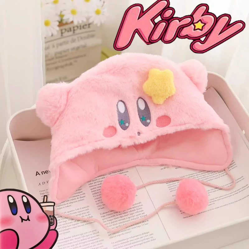 

Новинка, Изящный чехол для волос Kawaii Kirby с рисунком из мультфильма, защита для ушей, модная трендовая плюшевая шапка, перчатки, теплые плюшевые милые женские зимние теплые