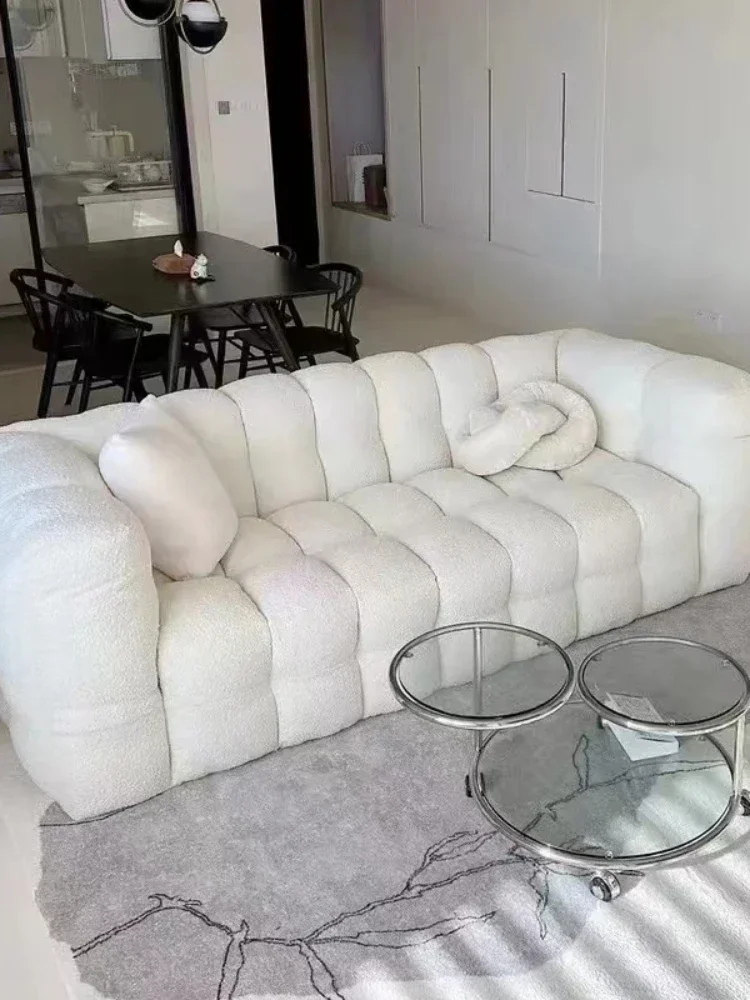 TAO Lambswool Cotton Candy Sofa Small Apartment Living Room Three-Seat Combination Sofa