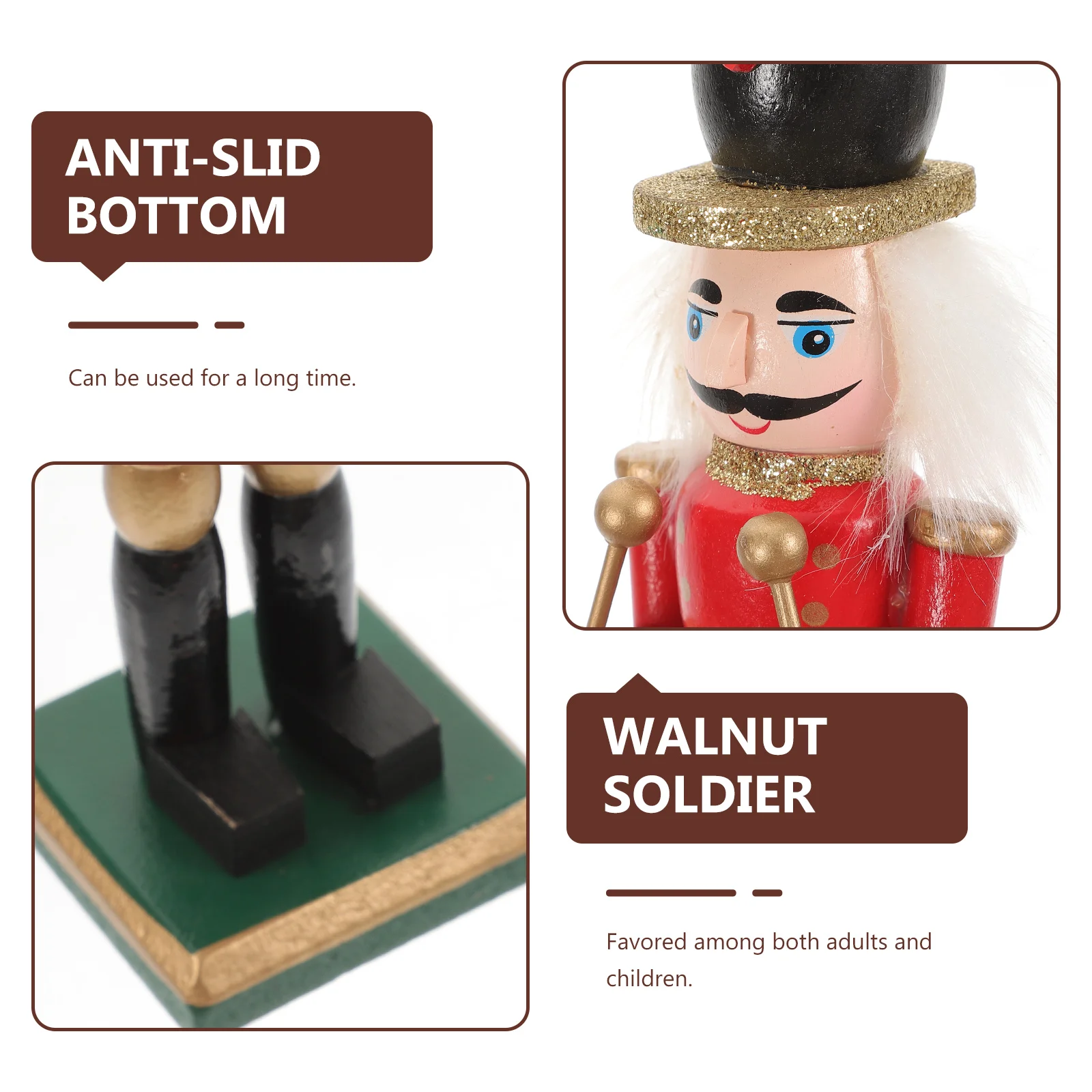 

4Pcs Wooden Nutcracker Soldier Xmas Decoration Flat Anti-Skid Bottom Desktop Christmas Nutcracker Christmas Gift