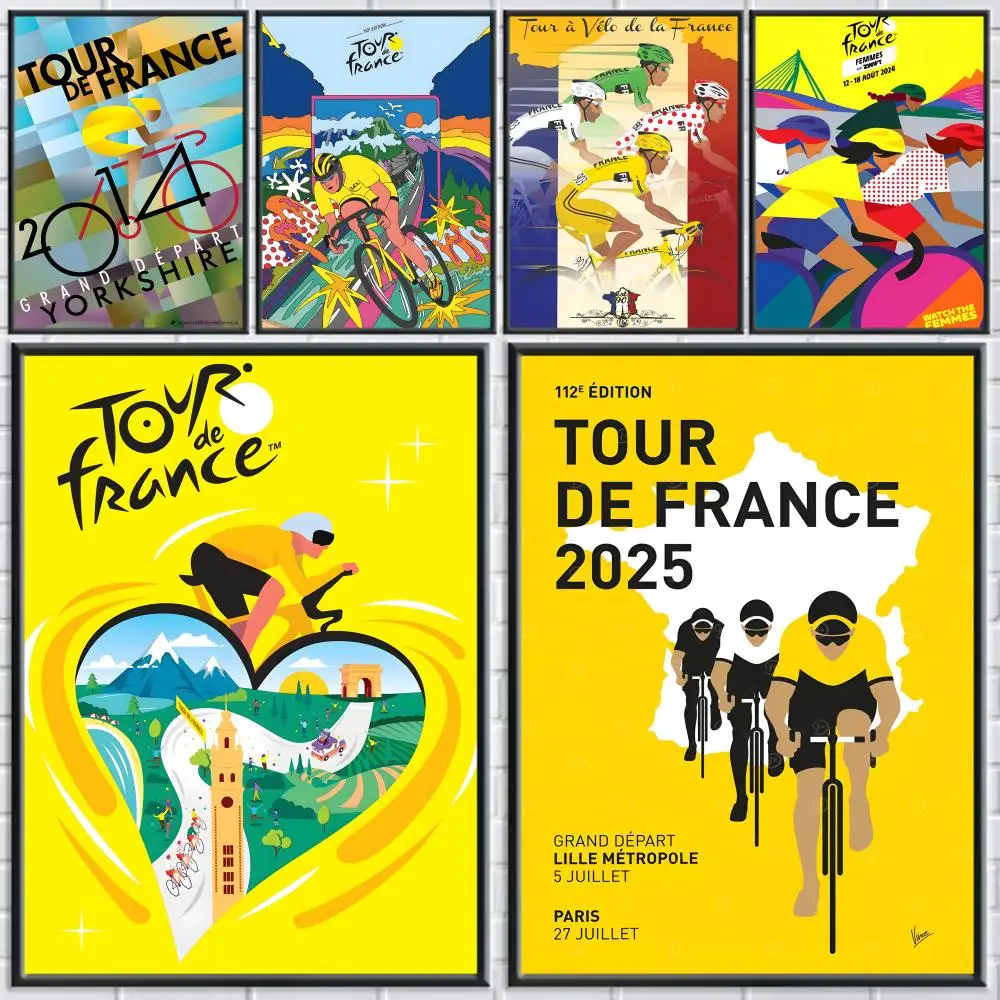Affiche classique Le Tour de France pour la maison, la chambre, le bar, le couloir, impression murale autocollante, imperméable, décor esthétique