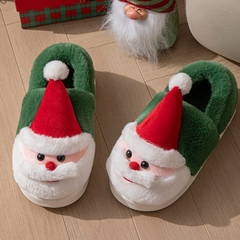 عيد الميلاد سانتا أحذية النساء الرجال الشتاء دافئ صوف مبطن النعال سميكة الدافئة القطن المنزل الأحذية داخلي في الهواء الطلق استخدام جديد #5