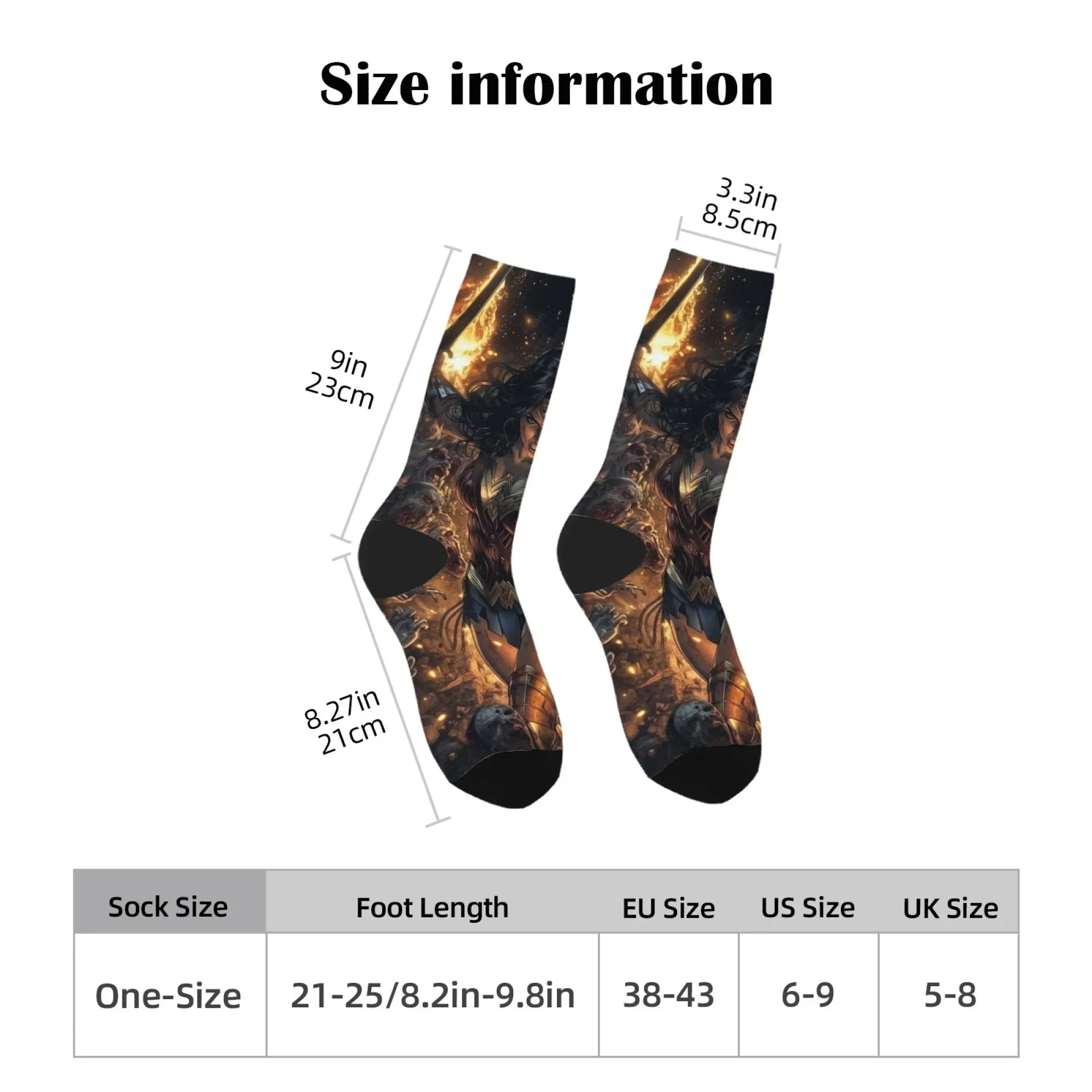 Retro Anime Justice Heroine Fun Socks Novelty Hip Hop Harajuku Compression Socks Unisex Casual Comfortable Sports Socks Gift