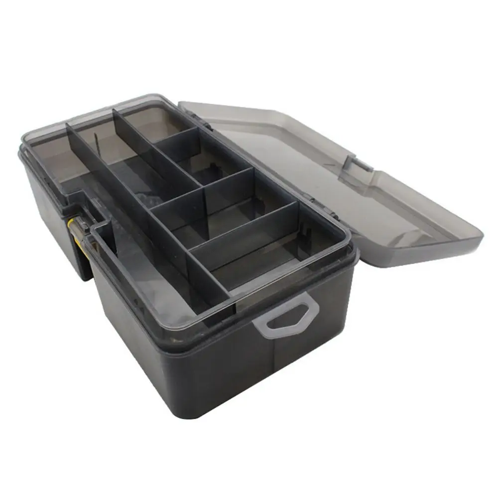 Double Layer Fishing Tackle Box Flip Cover Waterproof Lure Hook Storage Case Transparent Plastic Bait Storage Container