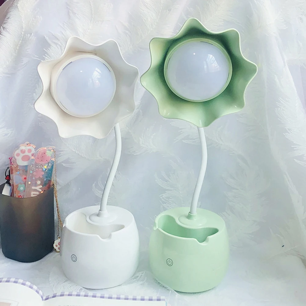 

Desk Lamp Pen Holder USB Touch Flower Design Study Lamp Light Plastic Non Flickering Gift Night Light