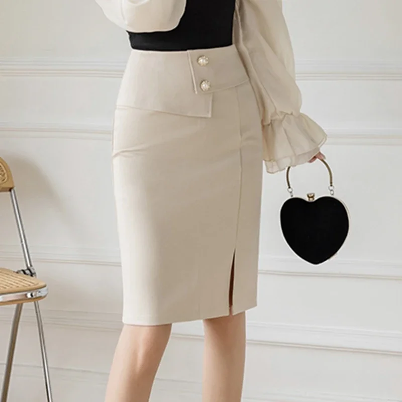 Oversized Pencil Black Skirts Women 2024 Korean Fashion Clothing Elegant High Wiast Bodycon Skirt Sexy Office Midi Mujer Faldas