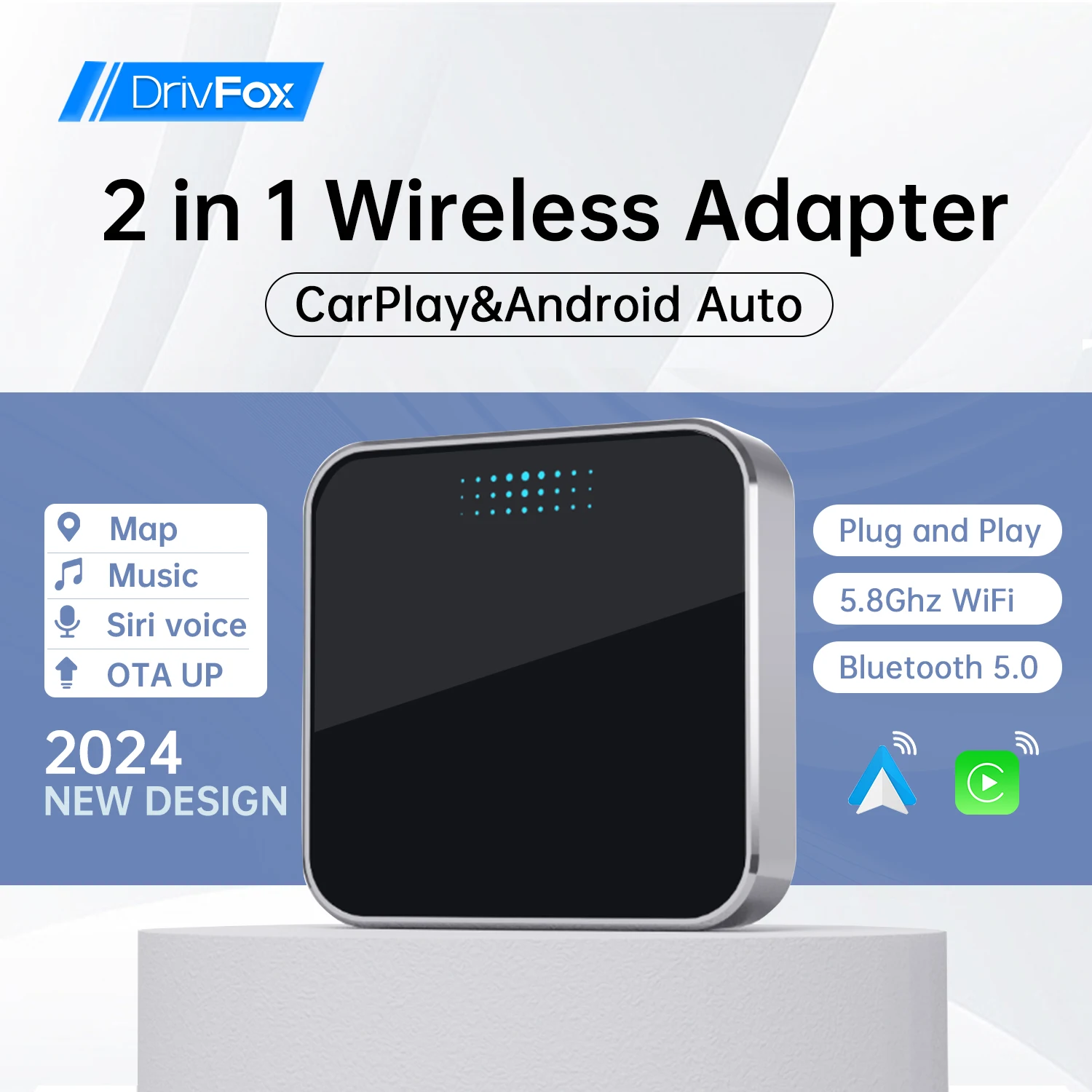 

Wireless Carplay Adapter Android Auto for iPhone Android Mobile Apple Car Dongle 2in1 Carplay Android Auto Wireless Adapter Box