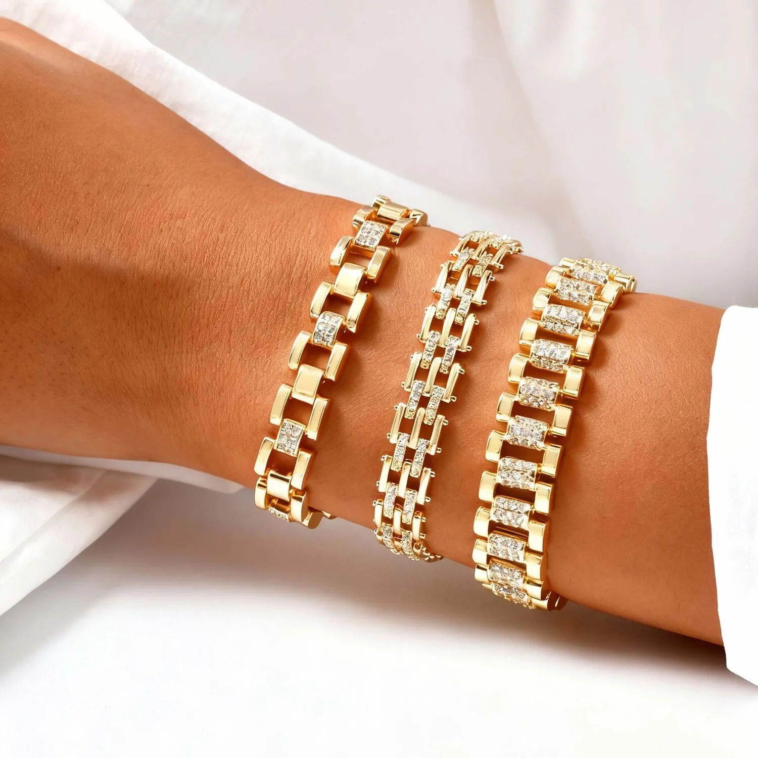 Verdrehtes Kabel-Gliederketten-Armband für Damen, klobiges Rolo-Armband aus Edelstahl, dicker Armband-Schmuck