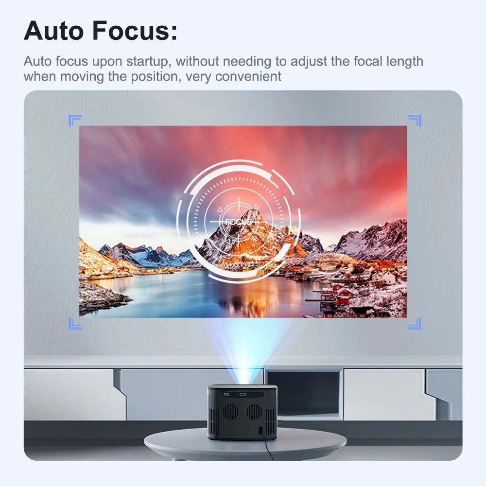 Auto Focus Projector 4K HD Android 9.0 WIFI Bluetooth Keystone Correction Video Projectors 12000 Lumens Home Theater LED Beamer