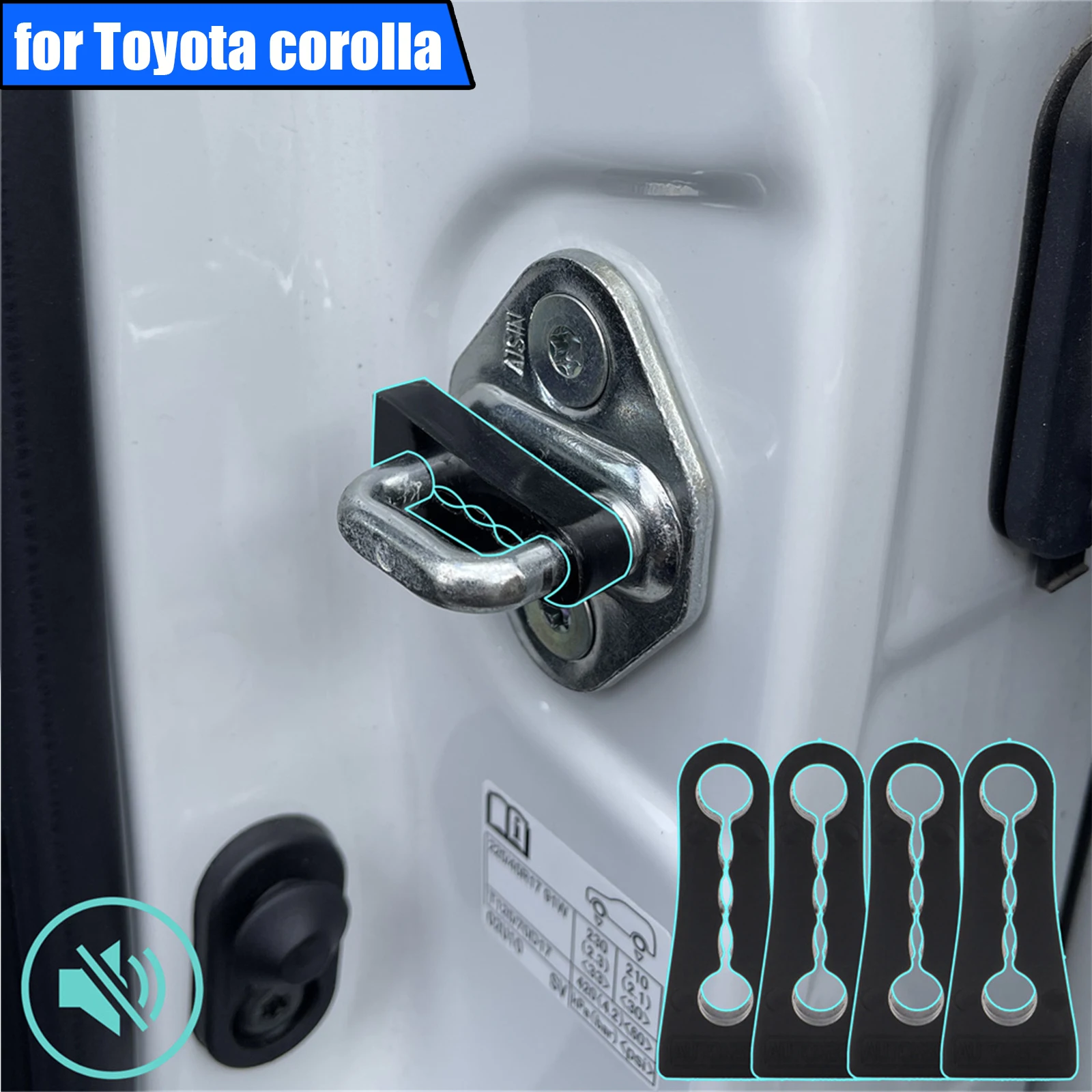 Car Door Lock Buffer Damper For Toyota corolla E140 E150 E170 E180 E210 Soundproof Insulation Quiet Deaf Creaking Noise Seal