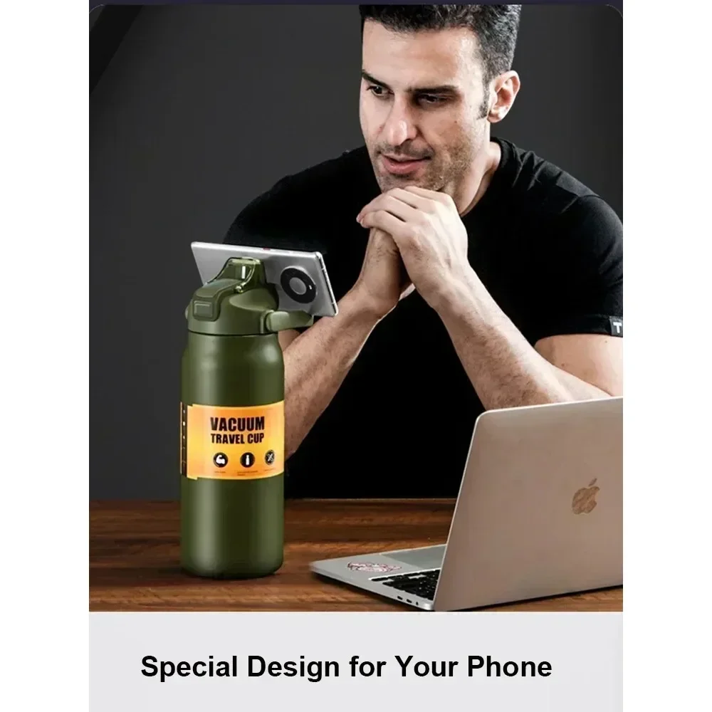 Sports Vacuum Flasks Cold and Hot Water BottlePortable Thermos with Straw Steel Thermal Mug Tumbler Coffee Cup304 Stainless