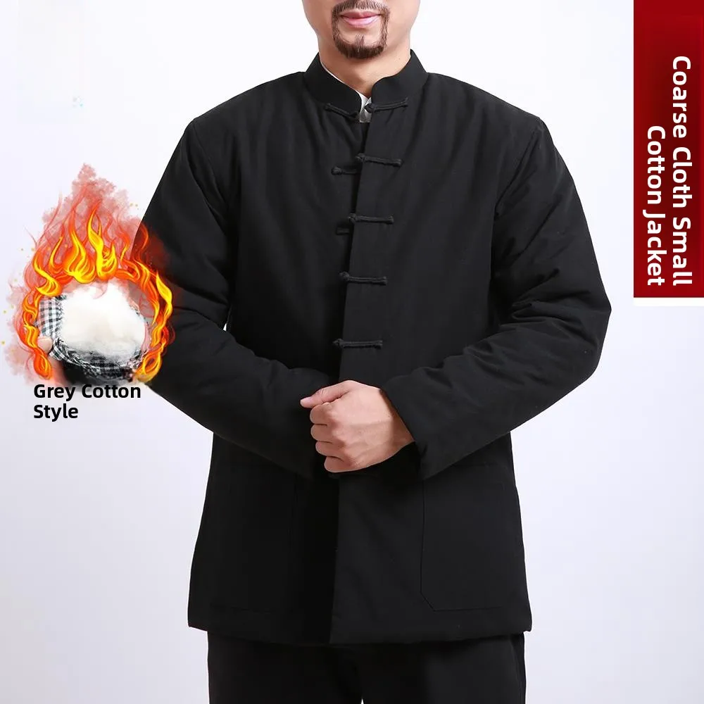 

Men's Cotton Jaet Winter Traditional Chinese Sle Stand Collar Button up Thiened Retro Sle Pure Cotton Outerwear