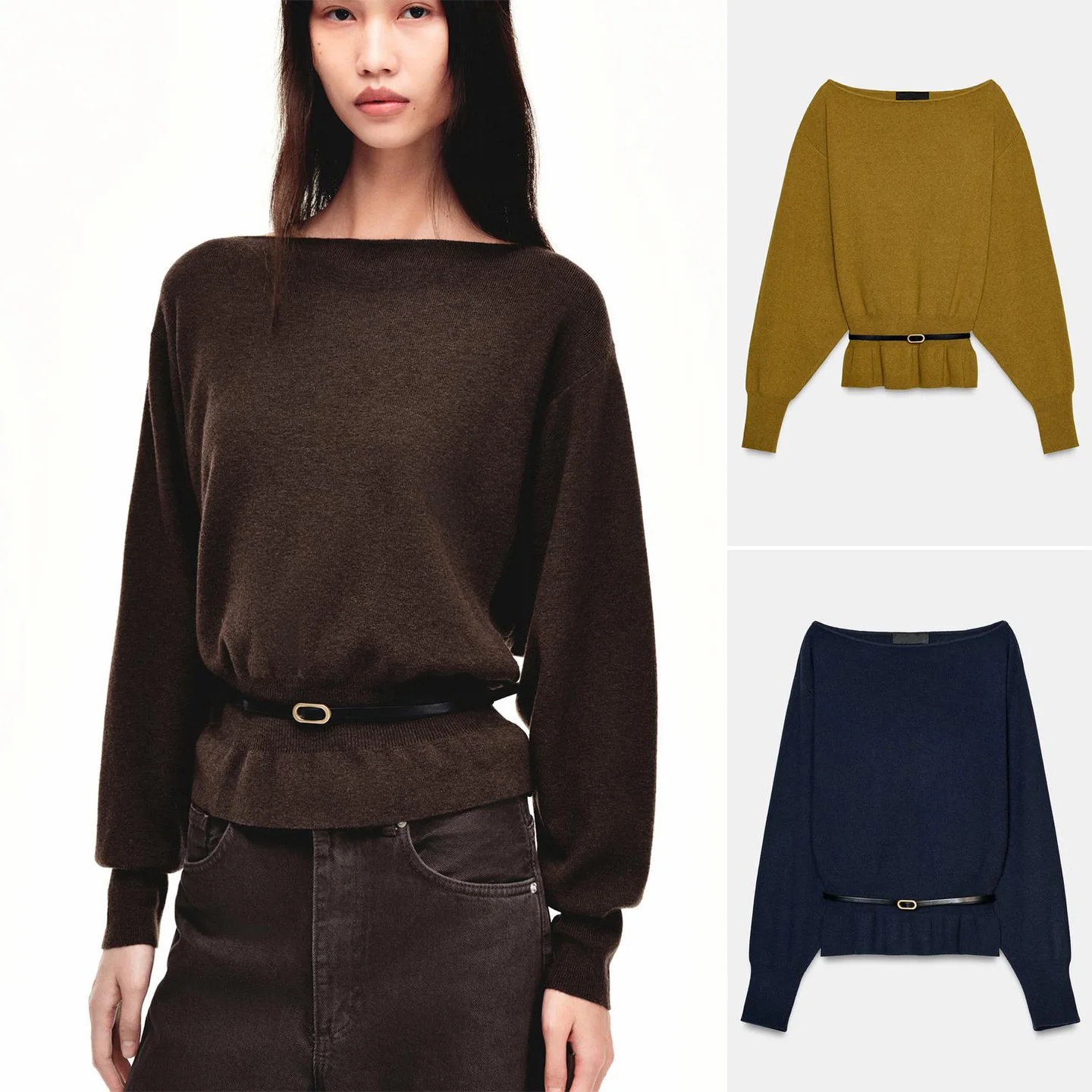 

Spring New Arrival Women's Briti Sle Long Sve Knitted Top with Belt Flat Needle Knitwear Casual Loose Fit Street Sle