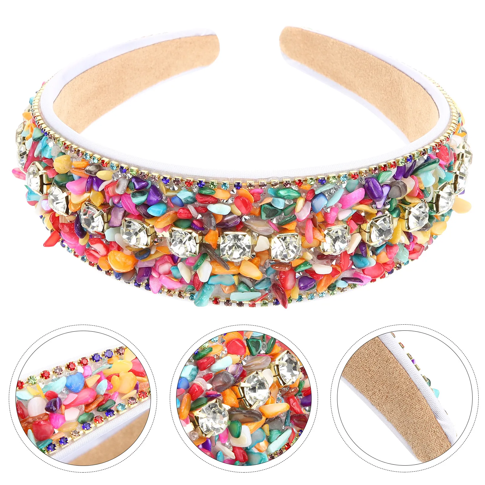 Turquoise Rhinestone Headband for Women Exquisite Luxurious Comfortable Cotton Padded Headband Occasion Styling