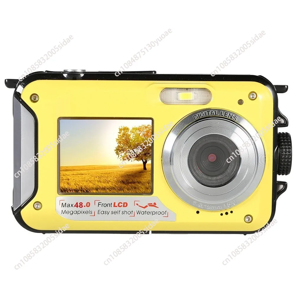 Self-Timer Underwater Camera 16X Dual Screen Waterproof HD 2.7K 48MP Digital Camera for Snorkeling Video