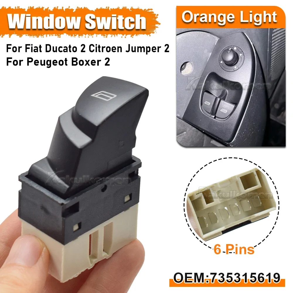 735315619 Interruptor de ventana principal 6554T3 735335418 Para 2002-2006 Fiat Ducato 2 Citroen Jumper Peugeot Boxer 2 Citroen Jumper 2