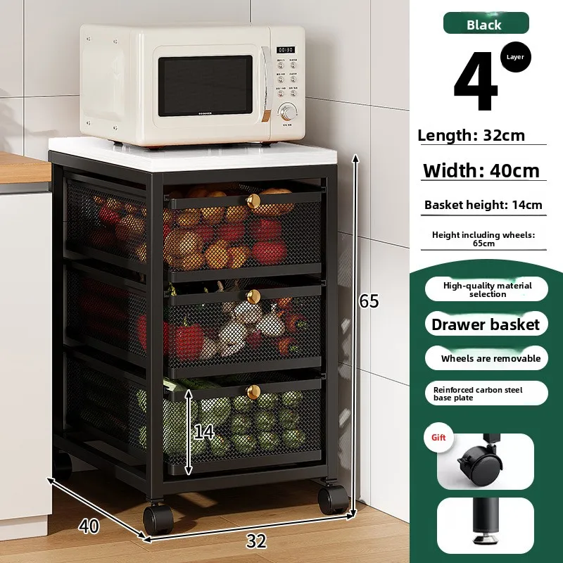 Keuken groentemand, uitneembare, van vloer tot plafond reikende fruit- en groentenopbergmand, grote capaciteit, gelaagde plank