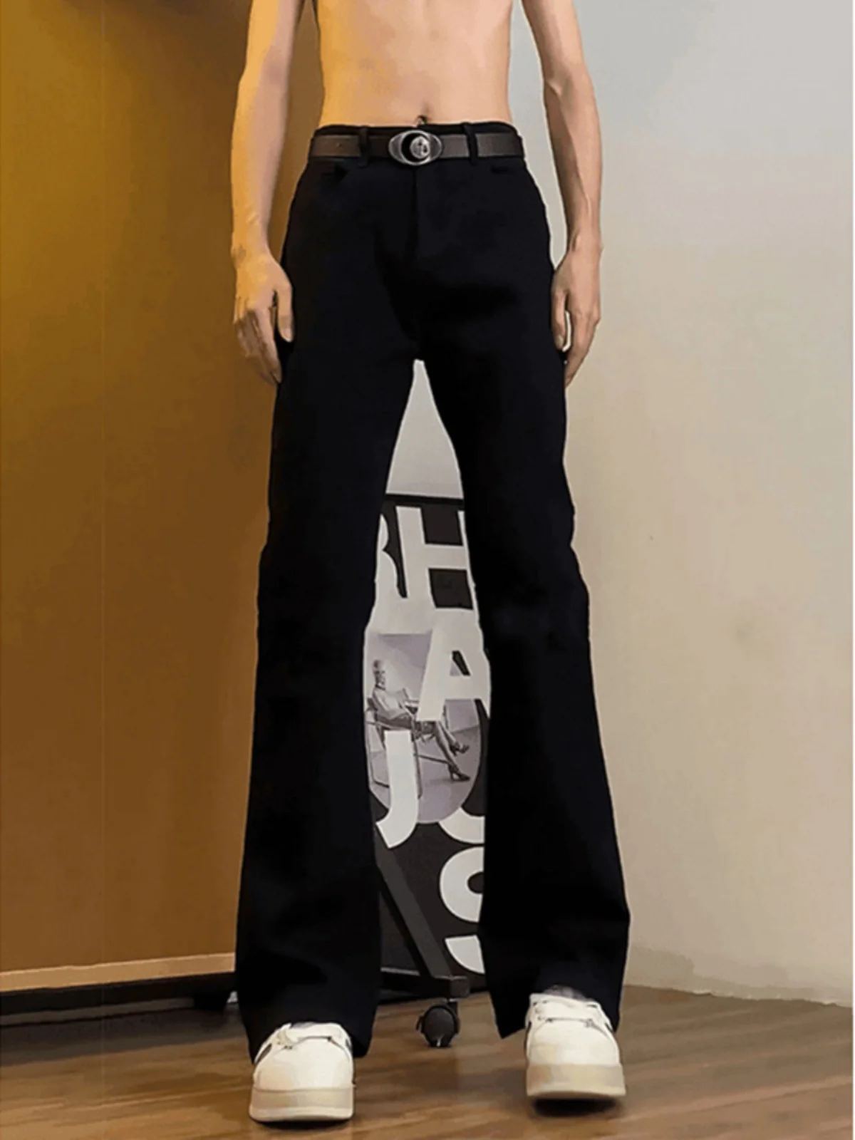 

Bla Bell Bot Jeans Men's Sli Cleanfit OOTD American Sle Cowbell Cotton Polyester Blend Wear Resistant Straight Leg