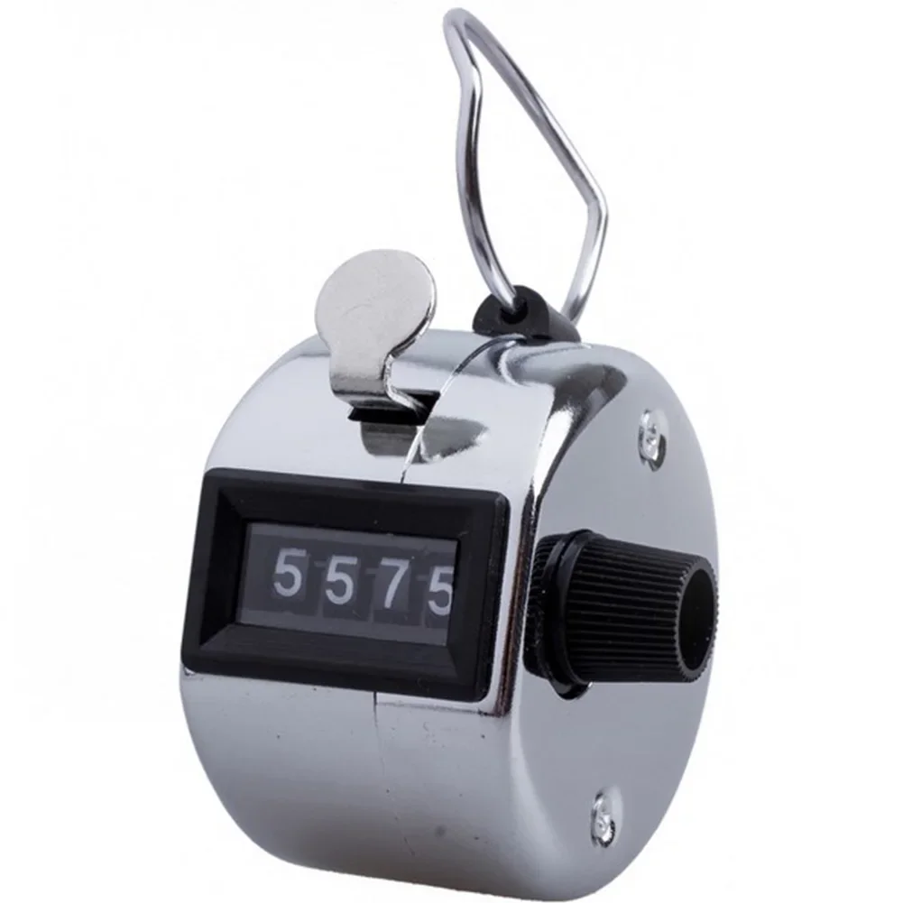 Hand Digital Counter with Metal Lap Tally Counter Handheld Clicker 4 Digits Chrome Golf People Counting  4-digit Counters