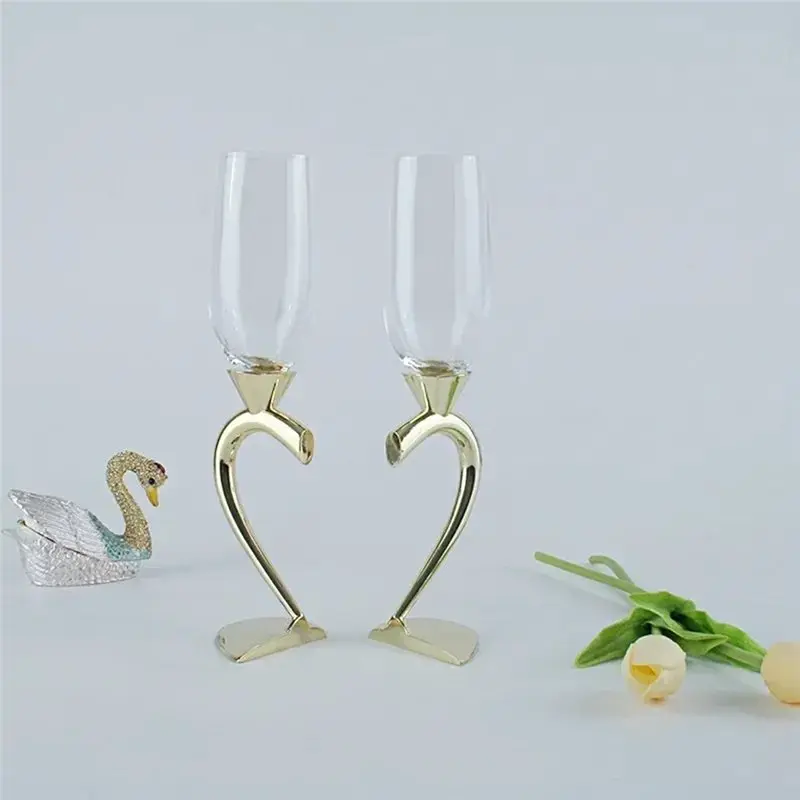 Perfect For Home Heart-Shaped Crystal Champagne Glasses Set(2Pcs) For Wedding& Party-Elegant Wine Glass Accessories