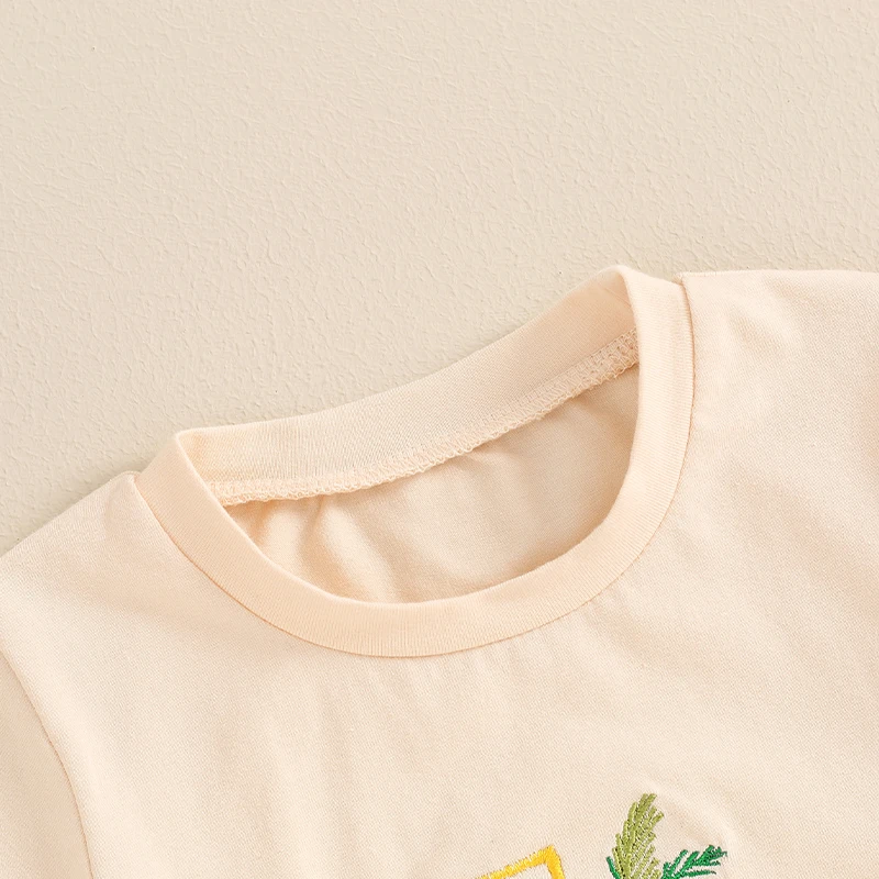 Toddler Birthday T-Shirt Animal Number Embroidery Round Neck Short Sleeve Tops for Little Boy Girl