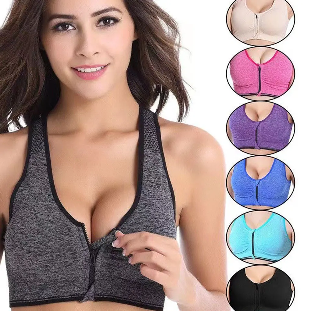 2pieces Optimal Support And Style   Zipper Sports Bra In Various Colors Supportive Bras Breathable