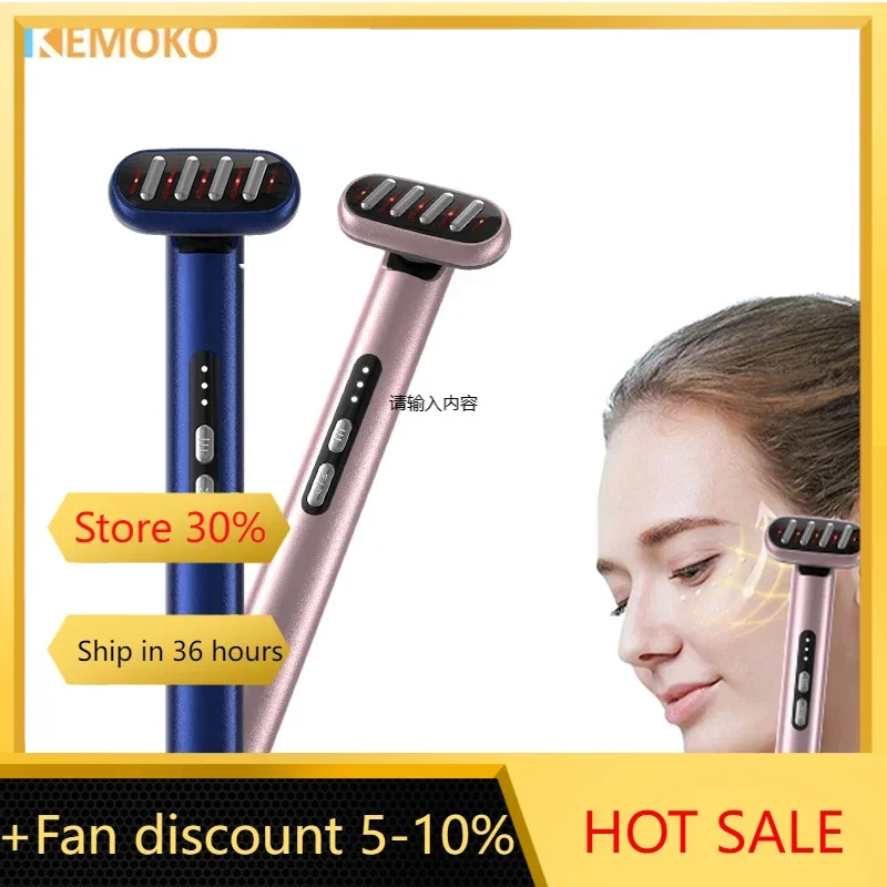 

5 in 1 Facial Eye Beauty Device Wand Microcurrent Anti-Aging Red Blue LED Therapy Face Massager Rejuvenation Heat Therapy Care