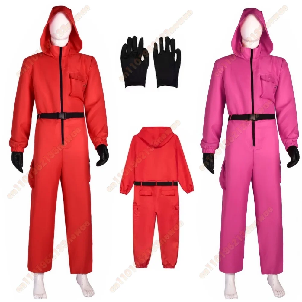 

MINISO 2025 NEW Guard Cosplay Costume Red Jumpsuit Outfit Adult KidsTeenagers Tracksuit Hooded Overall Belt Gloves Set Halloween