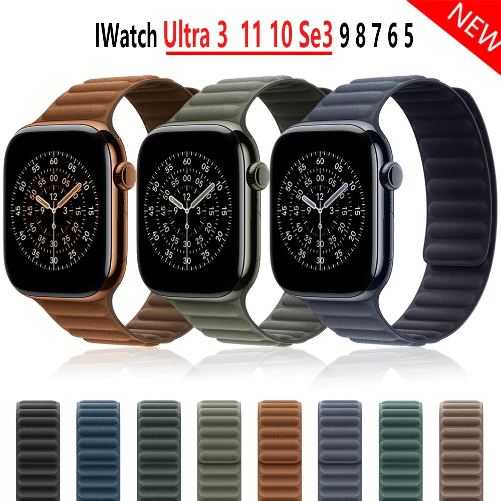 Offizielles Armband für Apple Watch 44mm 45mm 46mm 42 41 40 49mm Magnetisches Verbindungsarmband aus Stoff für iWatch Ultra 3 11 10 9 8 7 6 5 SE3