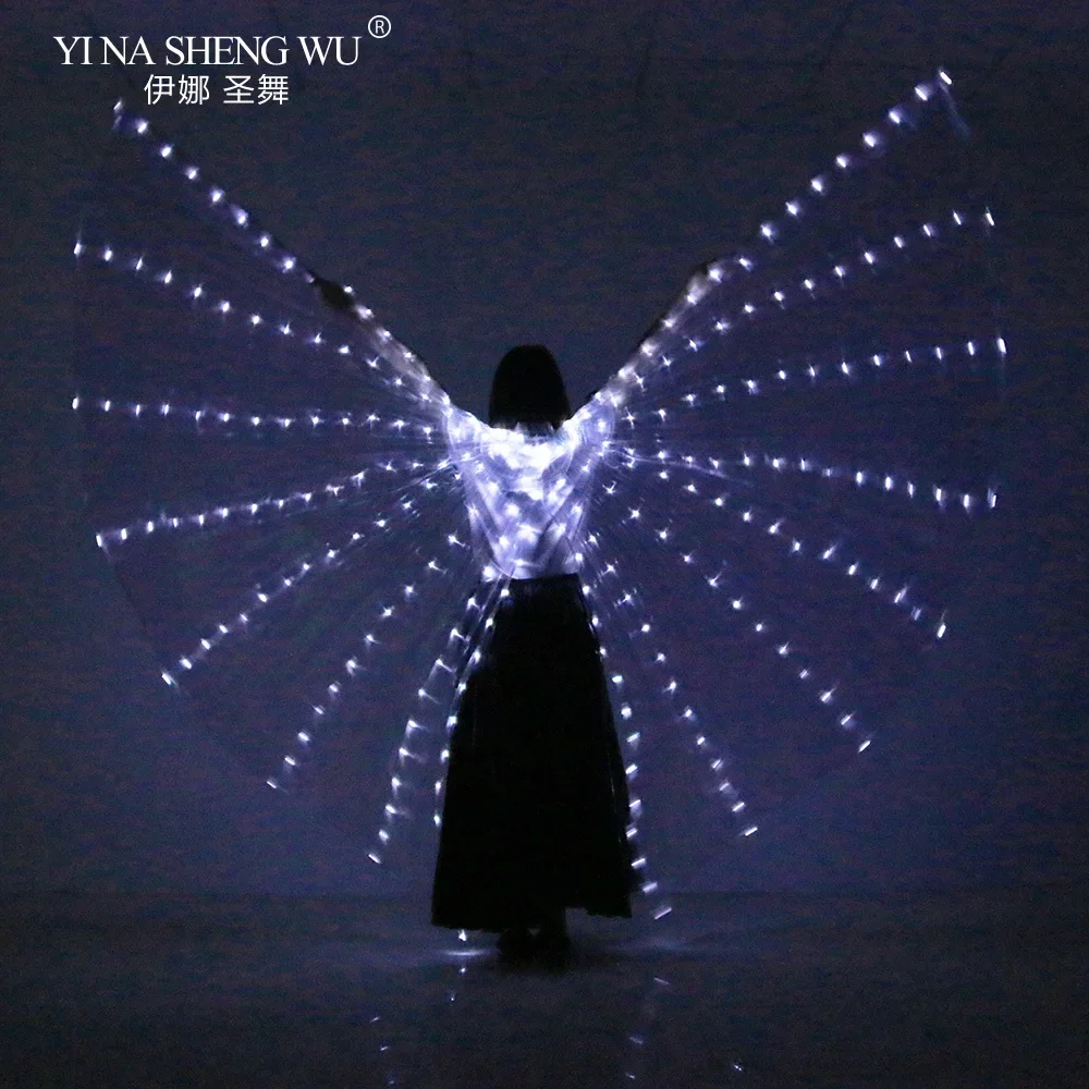 

Светодиодные крылья для танца живота в открытом стиле, реквизит для выступлений, женские светодиодные крылья ISIS для танцев в стиле Египта и Индии, без штанги