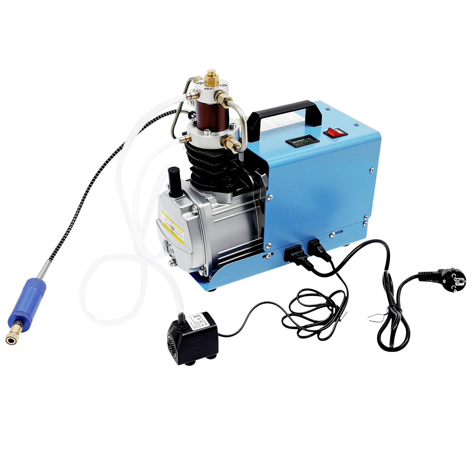 1800W 220V Tragbare Elektrische Hochdruck-Luftpumpe 0-30MPa, Wasser+Luft-Kühlung Asynchronmotor-Inflator mit Wasser-Öl-Abscheider für Garage und Werkstatt – Detail 17