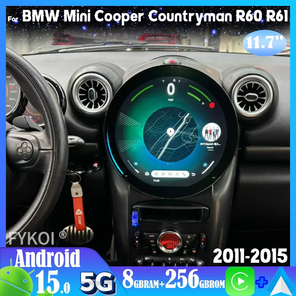 11.7'' 1536*1536 For BMW Mini Cooper Countryman R56 R60 R61 2011-2015 Android15 Car Radio Multimedia Player Built-in 360 Carplay