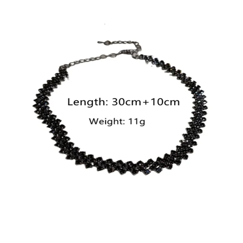 FYUAN Fashion Black Rhinestone Choker Necklaces for Women Geometric Crystal Necklaces Jewelry Party Gifts