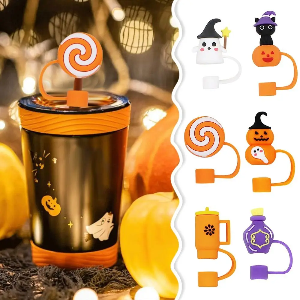 10mm Cute Halloween Straw Cap Splash-proof Reusable Straw Tips Cover Straws Accessories Silicone Straw Stoppers