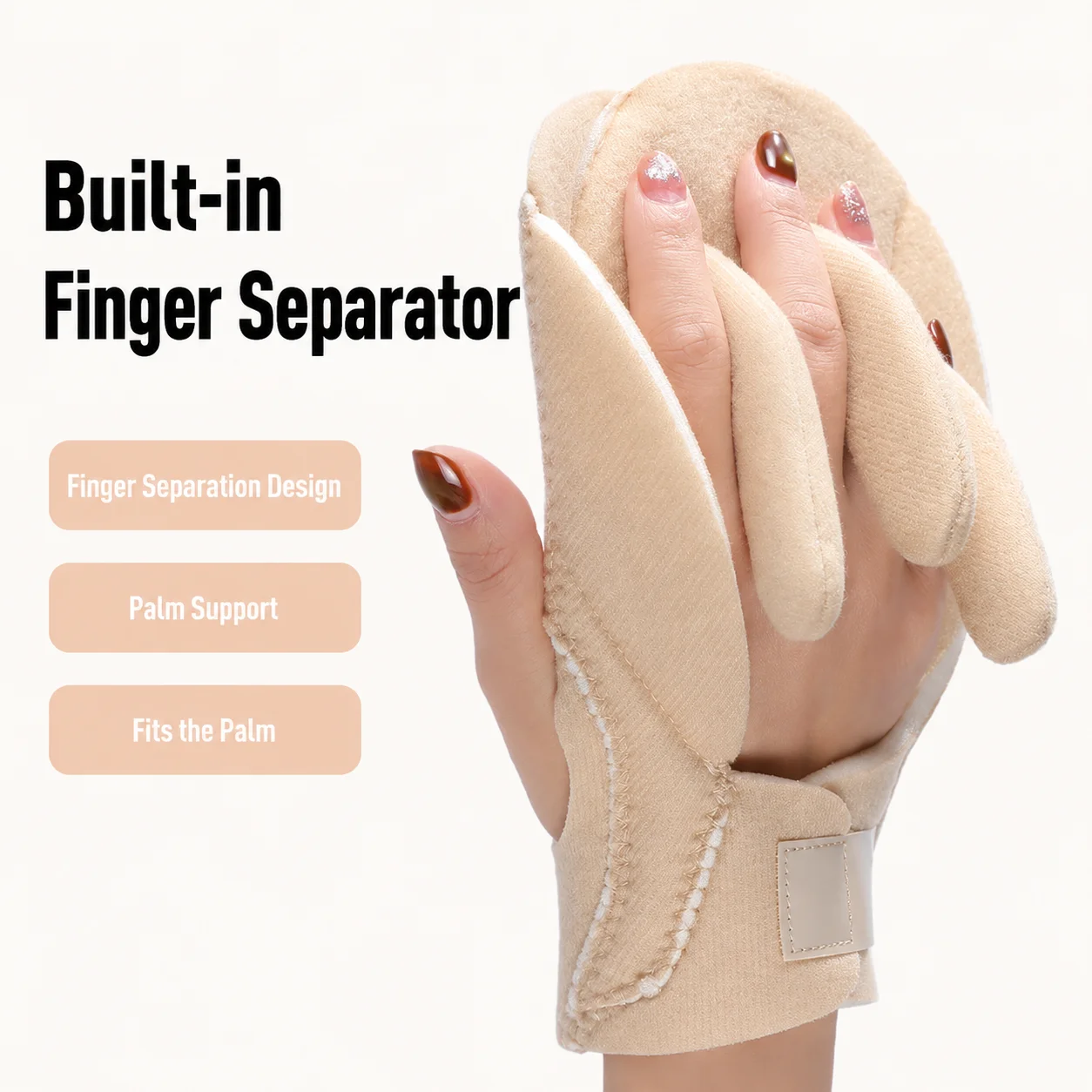 Soft Hand Finger Separator Splint Adjustable Hook And Loop Palm Support Resting Hand Brace For Adults Seniors Home Daily Care