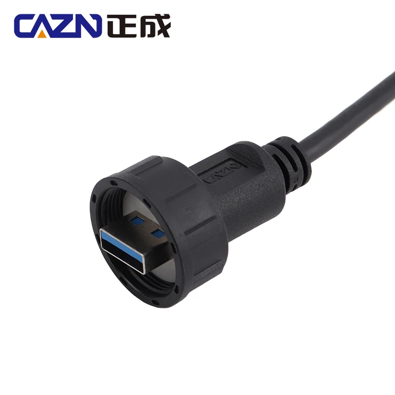 CAZN Waterproof IP67 IP68 USB3.0 Female to Male Overmoldedd with Cable Threaded