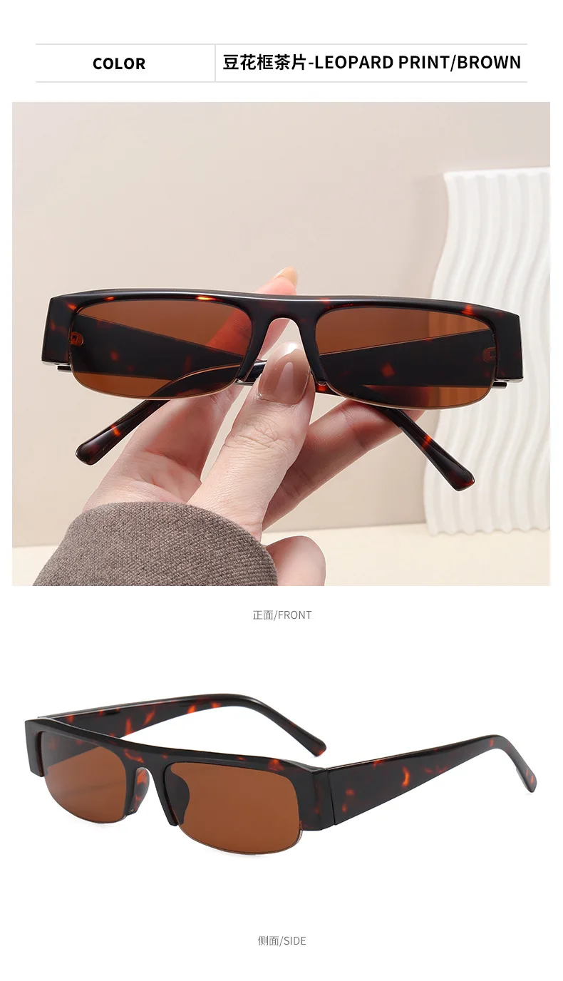 Neue Modische Kleine Quadratische Leoparden-Schwarze Brillenfassung für Damen Vintage Halbrahmen-Sonnenbrille Damen Outdoor-Brillen UV400 – Detail 13