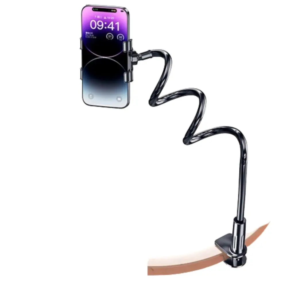 Folding Long Arm Cell Phone Holder Flexible Creative Bedside Extension Clamp Multi Functional Folding Phone Spiral Holder Lazy