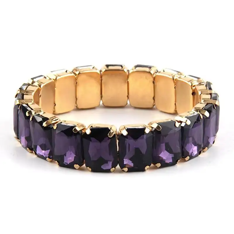 Fashion Bohemian Jewelry Bracelet Elasticity Rectangle Crystal Bracelets Gift