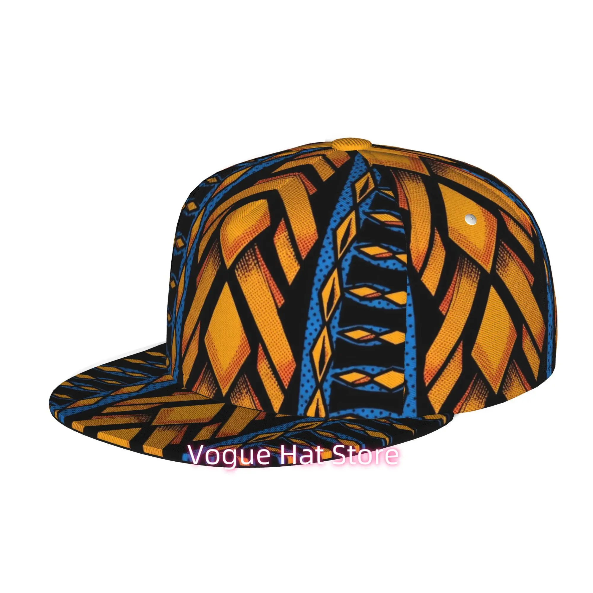 Men'S And Women'S Baseball Cap, Abstract Geometric Pattern with Vibrant Colors Adjustable Snap-On Brim, Flat Top Design – Suitab
