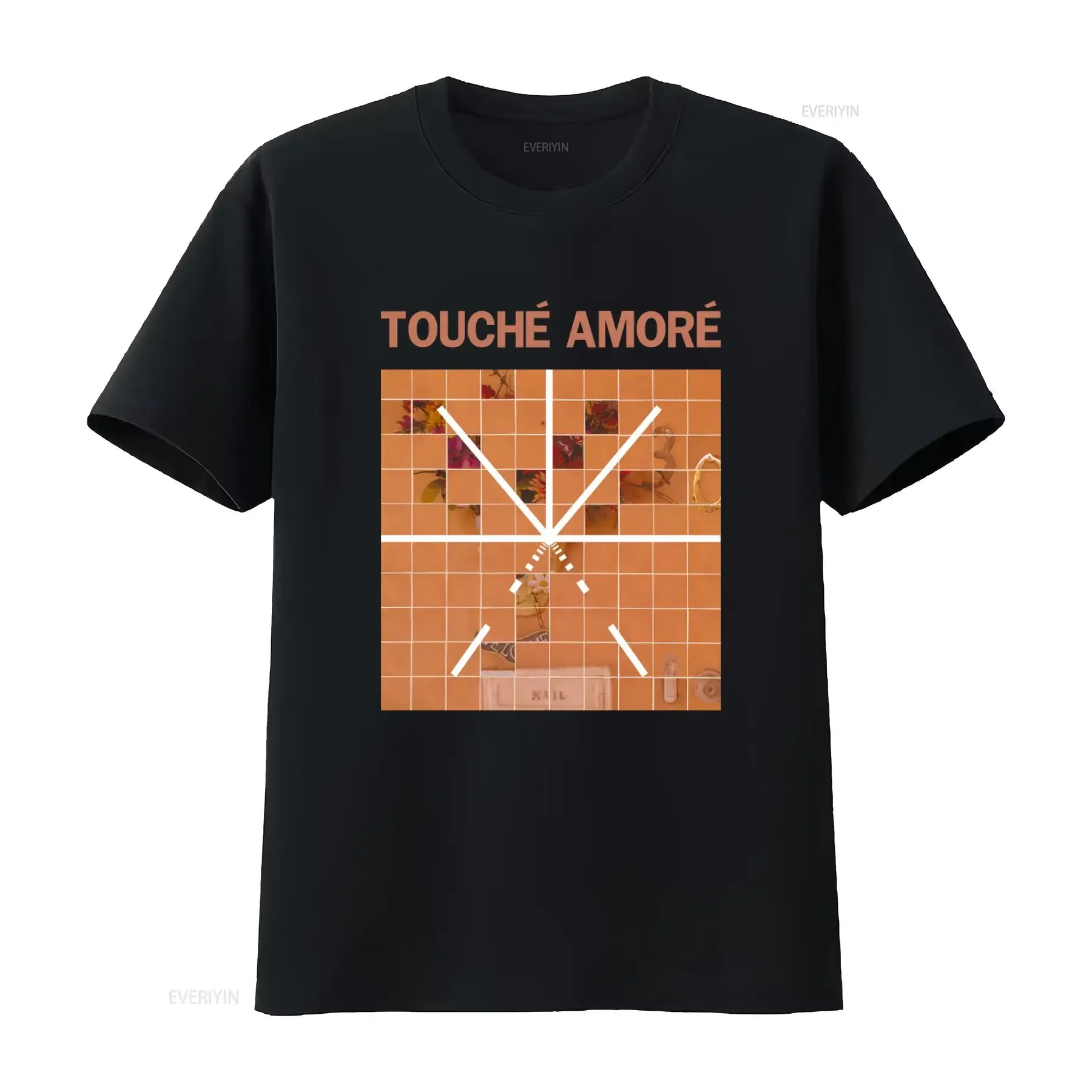 T-shirt Homme Touche Amore Stage Four à Motif Floral Rouge Vintage Délavé Respirant pour Usage Quotidien