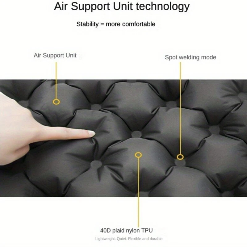 Inflatable Seat Cushion Waterproof Quick Inflate Deflate Comfortable Air Support Seat Pad Camping Mat