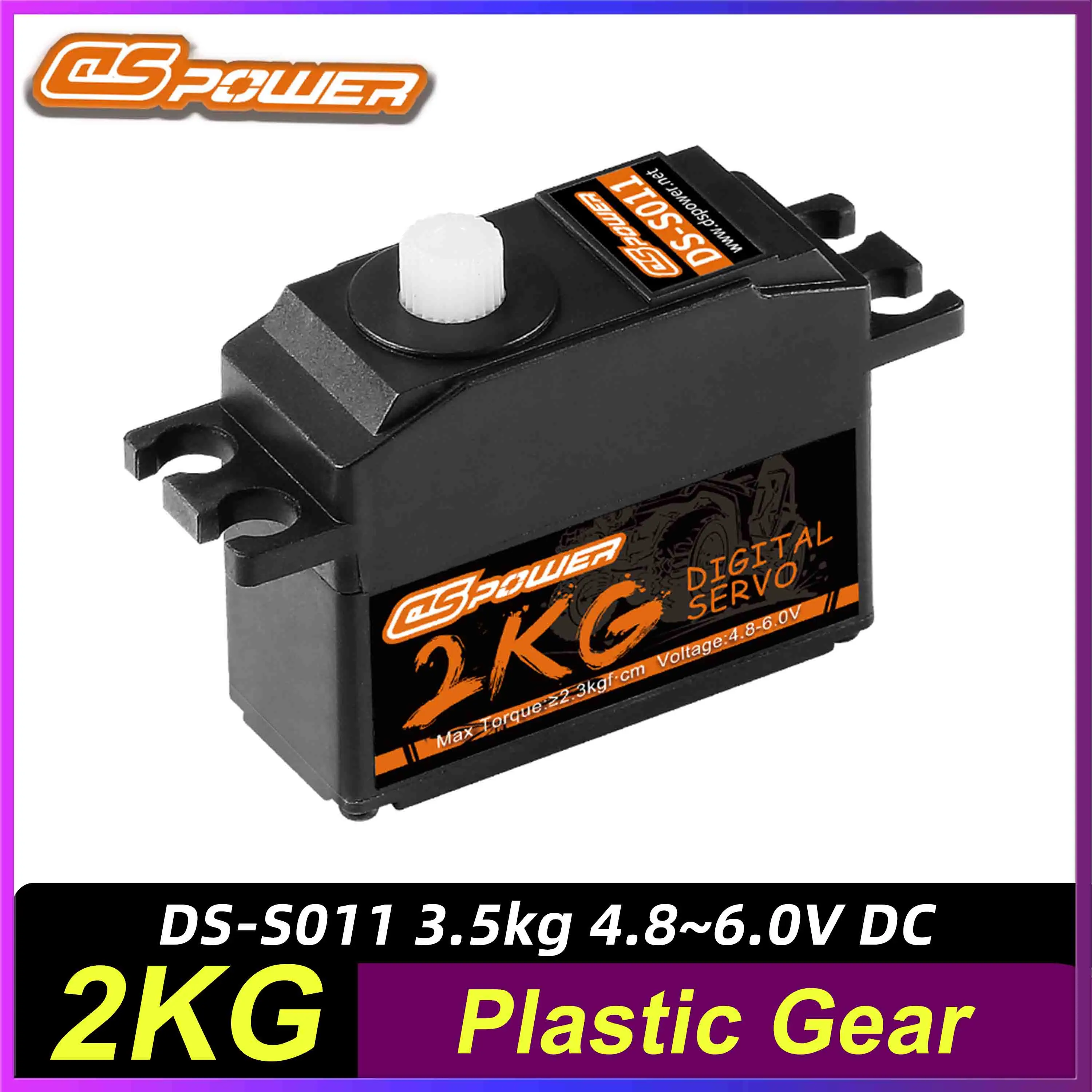 Dspower 2kg Micro Digital Servo Plastic Gear 3.5kg 4.8~6.0V DC for RC Plane Helicopter Aircraft Glider Wltoys Model Accessories