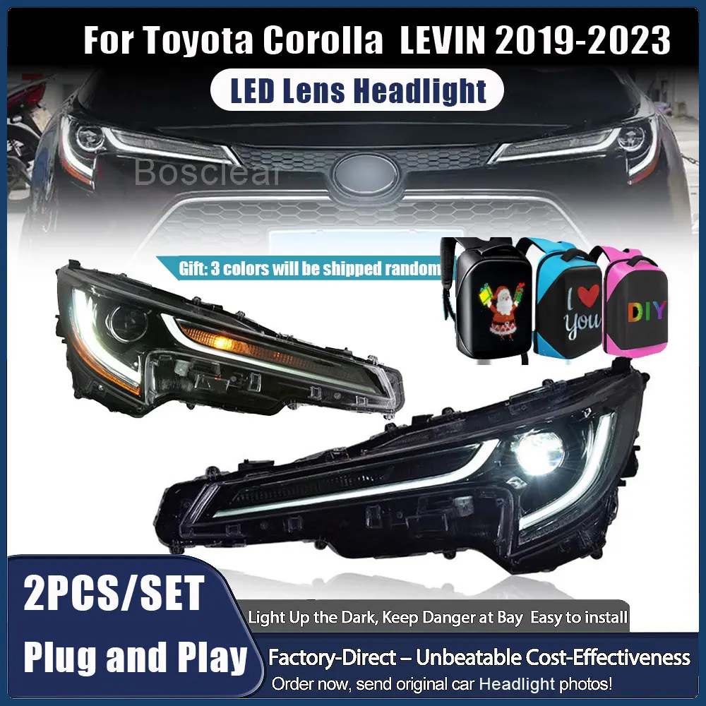 

Для Toyota Corolla LEVIN 2019-2023: Автоаксессуары, фары, светодиодные фары Star Racing Streamer с функцией поворотников, комплект LED-фар