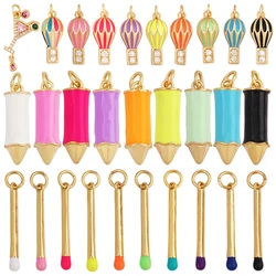 Minimalism Trendy Rainbow Matchstick Crayon Balloon Shape Charm Pendant,Colourful Jewelry Necklace Making Wholesale Supplies L07