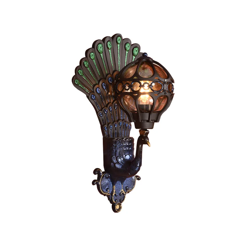 European style retro peacock wall lamp led hotel art wall lamp balcony villa door light suitable for indoor / outdoor lighting