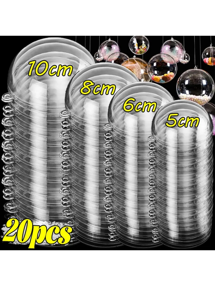Boules de noël transparentes en plastique, boule vide rechargeable, boule suspendue pour arbre de noël, ornements pendants, décor de fête du nouvel an