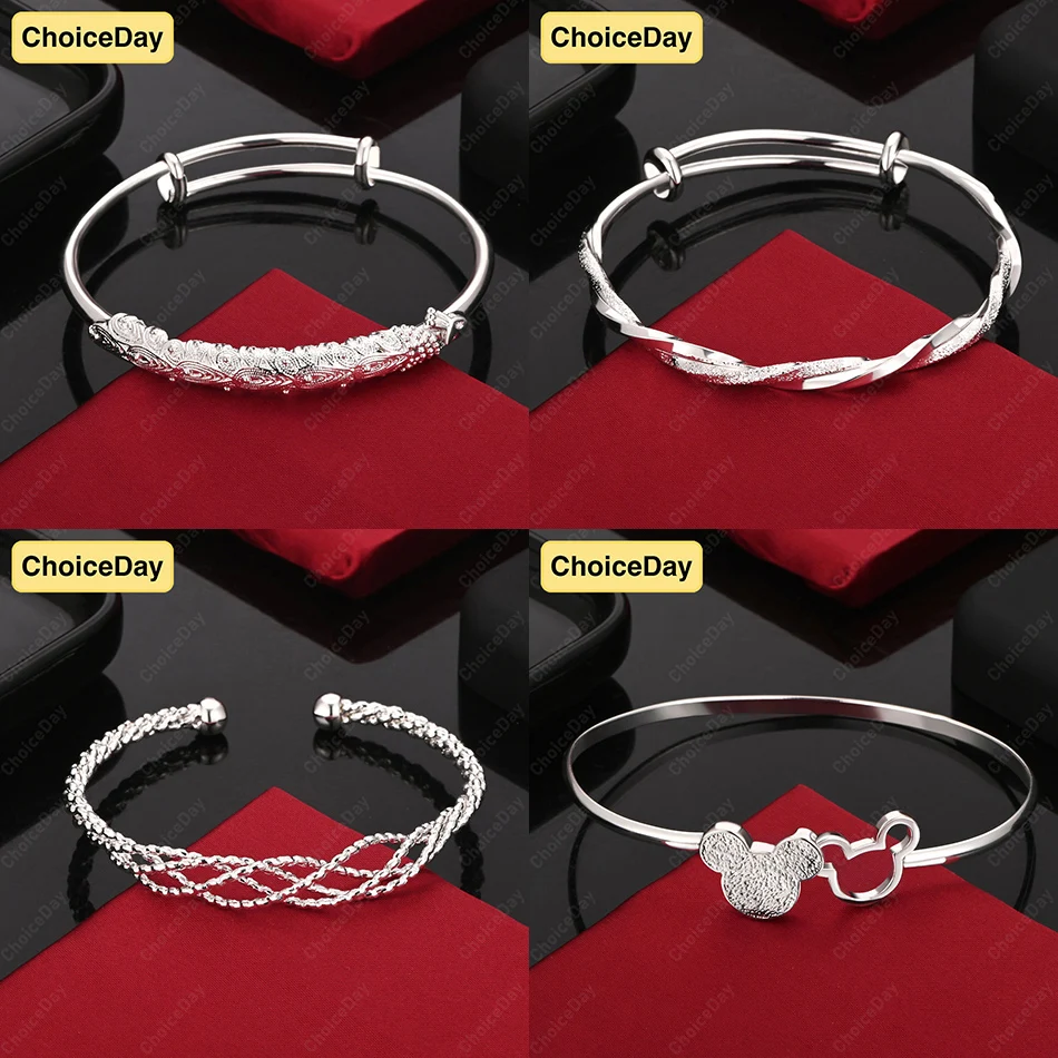 

ChoiceDay 925 Sterling Silver Simple Geometric Hollow Bracelet Women Gift Jewelry Engagement Accessories