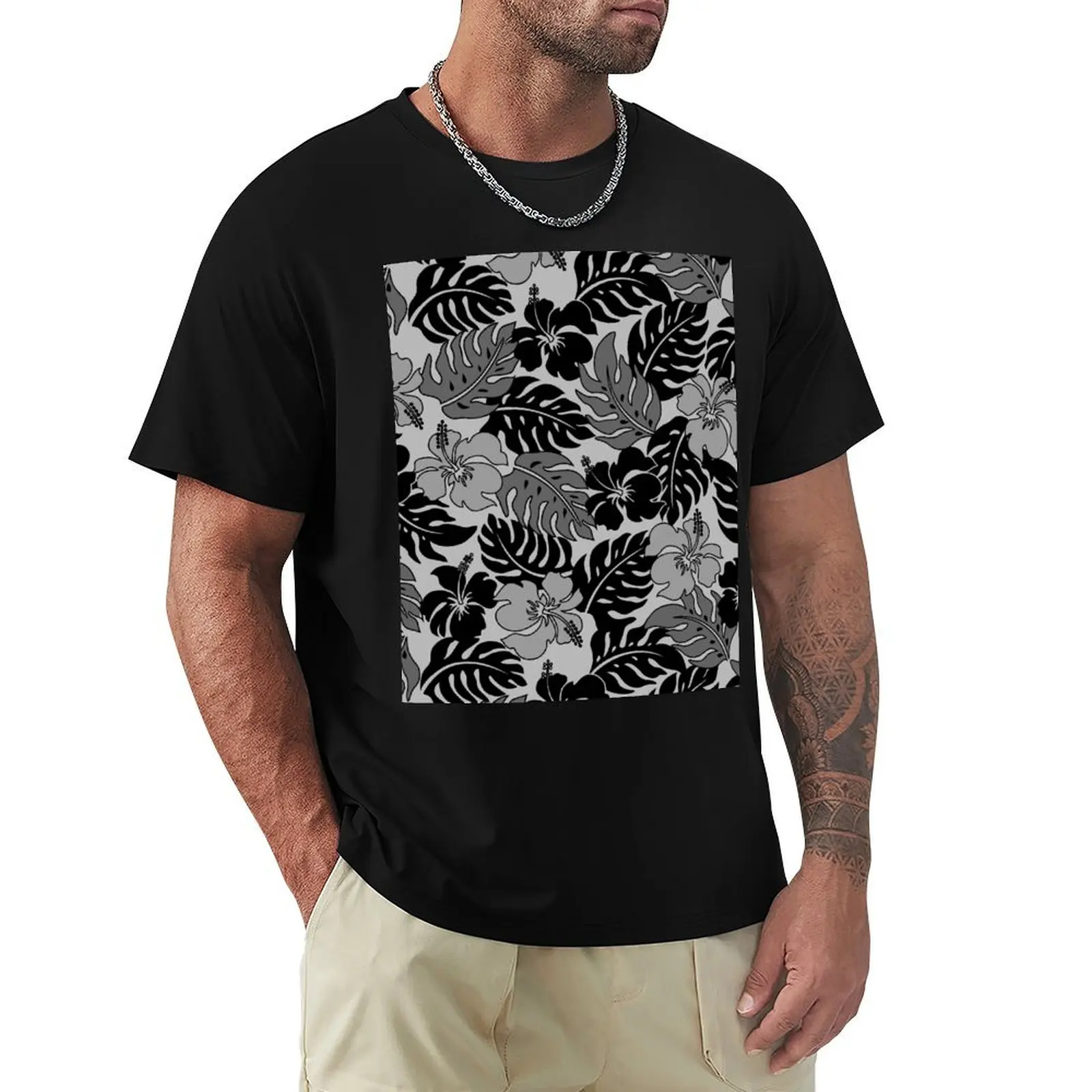 

Huakini Bay Hawaiian Hibiscus Vintage Floral - Gray T-Shirt man clothes funny costumes tshirts for men
